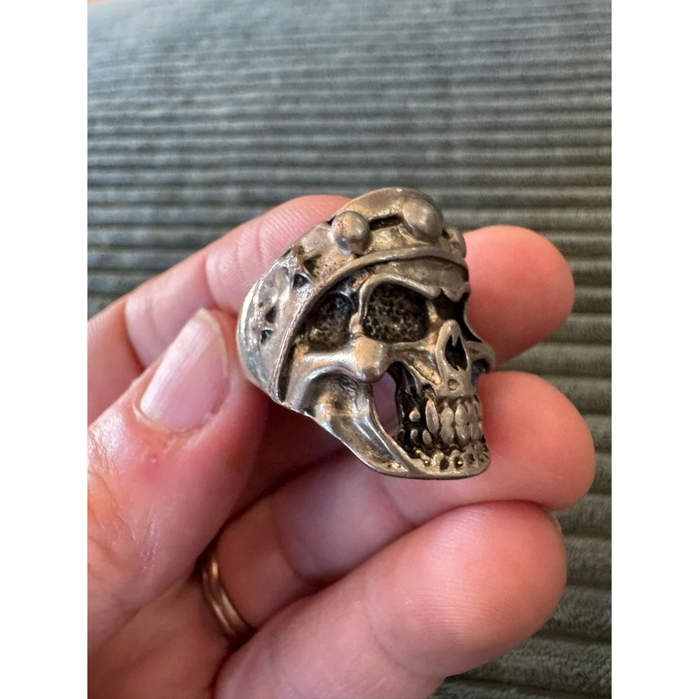 Mens‎ Skull Ring Silver Tone Crown Biker Statement Jewelry Accessory
